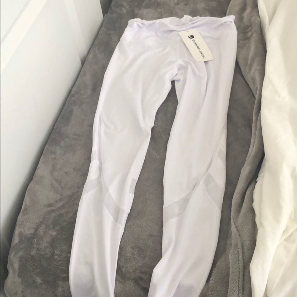 White mesh leggings